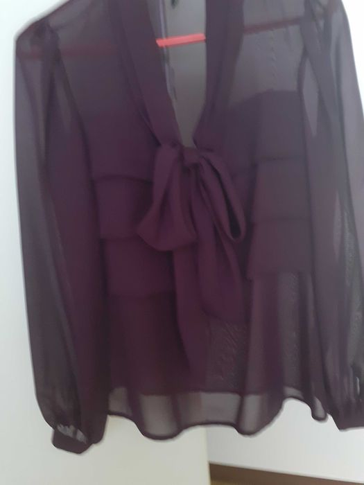 Fioletowa bluzka z wiązaniem