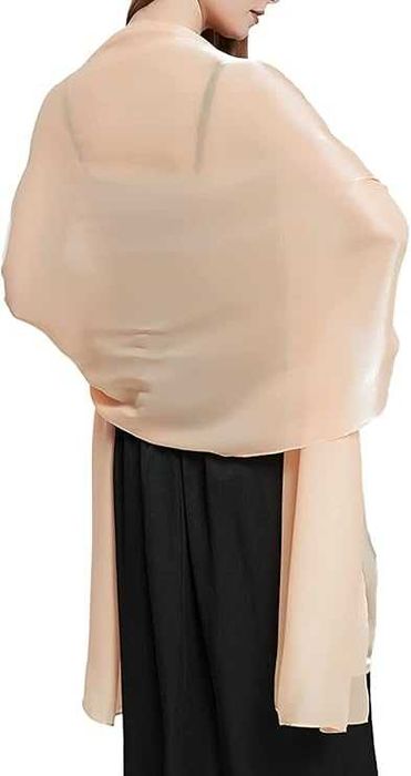 Szalik damski duży 60x220cm różowy paszmina chusta jedwabny polyester