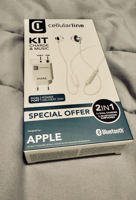 Sluchawki bluetooth z ladowarka 20w zestaw cellularline