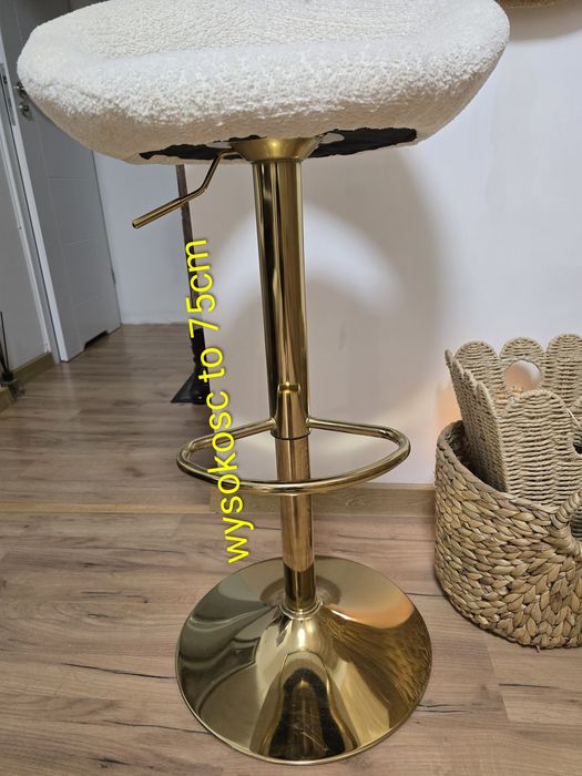 Elegancki hoker regulowany biało-złoty Nowy