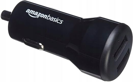 outlet amazon basics ładowarka samochodowa 4,8 ma 2 porty usb czarna