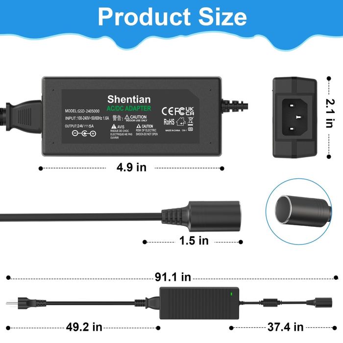 Блок живлення,адаптер 220v на 24v 5A прикурювач авто