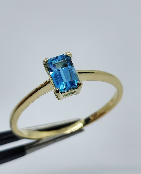 Pierścionek Złoto 585 Naturalny Topaz r15