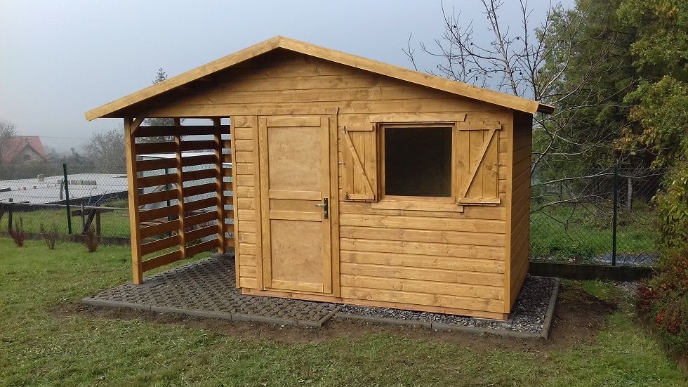 ,Domek ogrodowy , drewniany z drerwutnią 4,5x2m z montażem