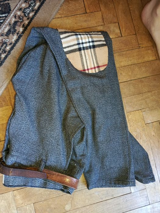 Spodnie eleganckie burberry rozciągliwe garnitur kosciol