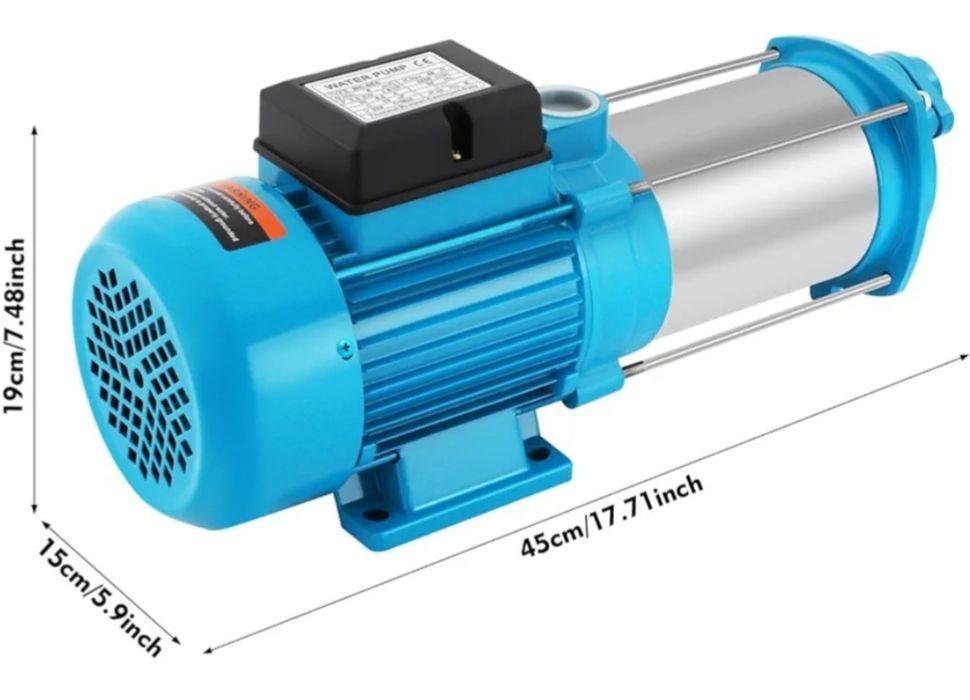 Bomba centrífuga de aço inoxidável de 1300 W, bomba de água para jardim, pressão máxima: 9,8 bar, controlo doméstico da bomba de água, 4000 L/h