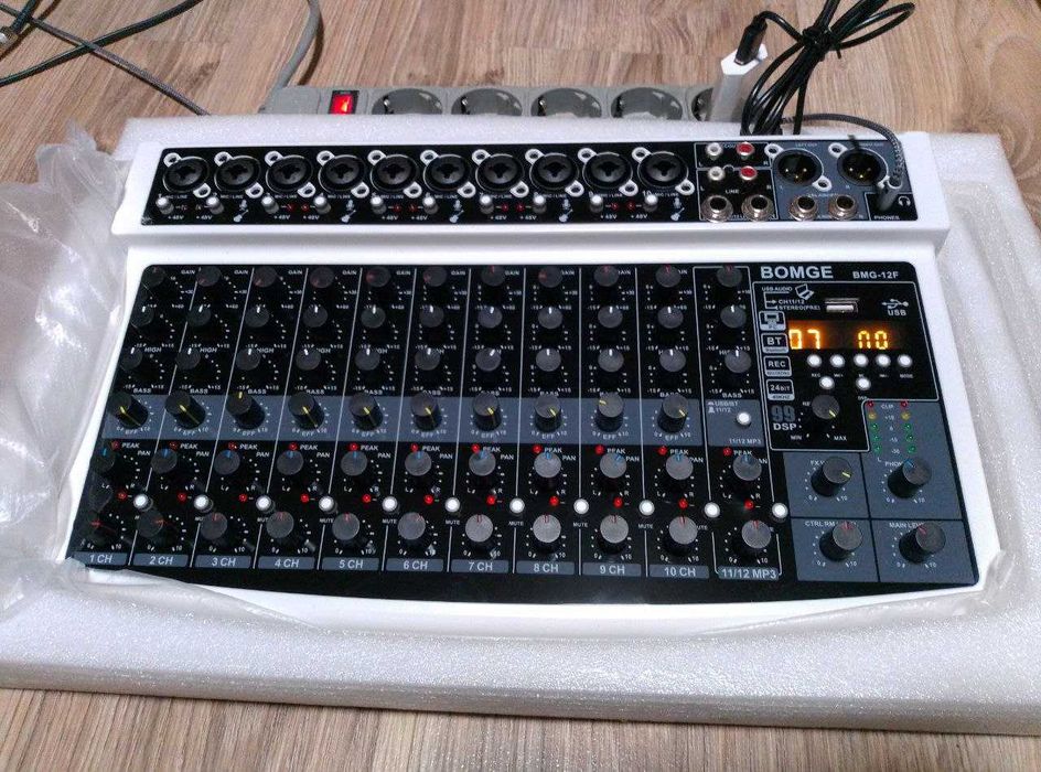 Микшер 12 каналов, эффекты, usb, bluetooth