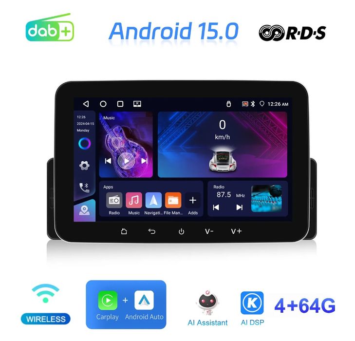 Rádio 1Din Android 15 7" 4/64GB | CarPlay S/Fios | GPS Wi-Fi NOVO 
De