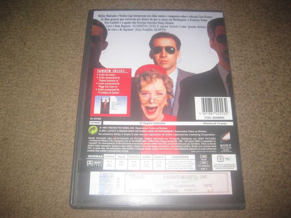 DVD "Guarding Tess- O Agente Secreto" com Nicolas Cage/Raro!