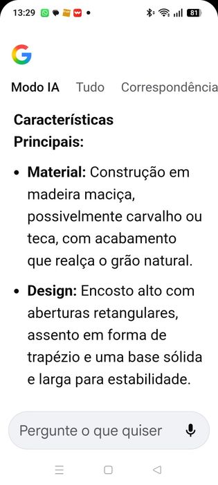Cadeira de madeira  maciça