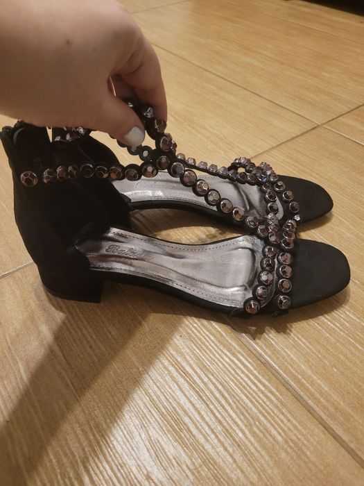 Buty na koturnie Sylwester błyszczące