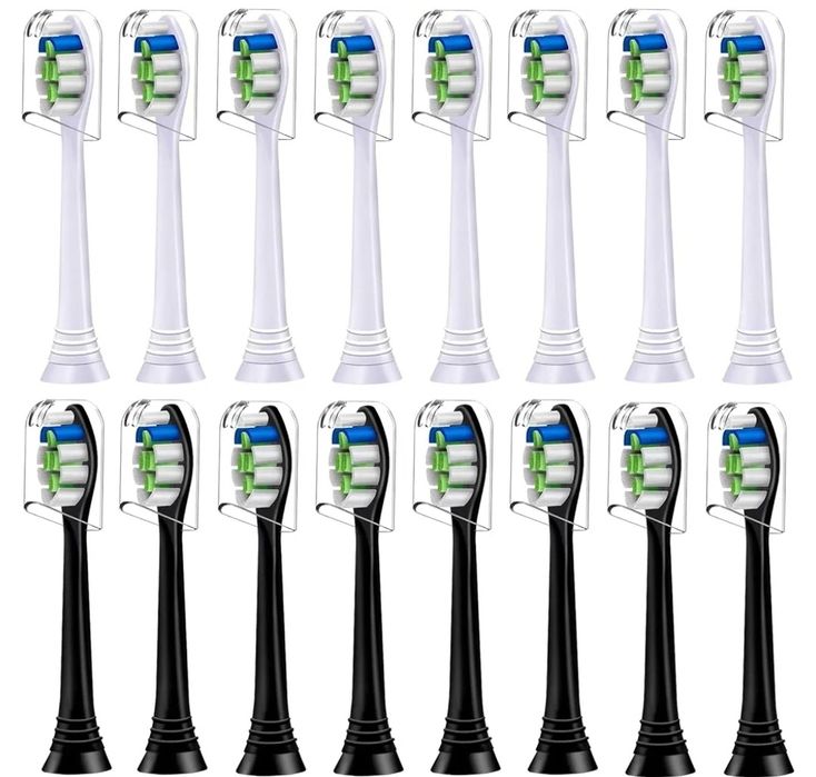 Głowice do szczoteczki Philips Sonicare 16 szt 8 białych 8 czarnych