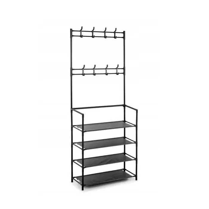 Wieszak Na Ubrania Buty Stojak Metalowy Czarny Haczyki Loft Garderoba