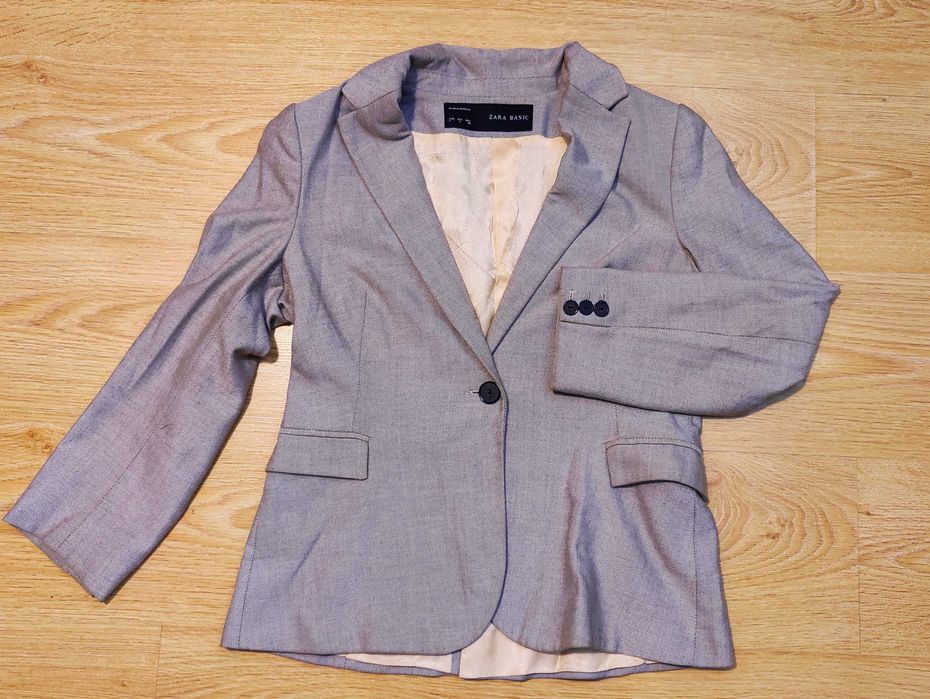 Blazer tipo Twede Cinza e rosa salmão Zara Basic, L / 30