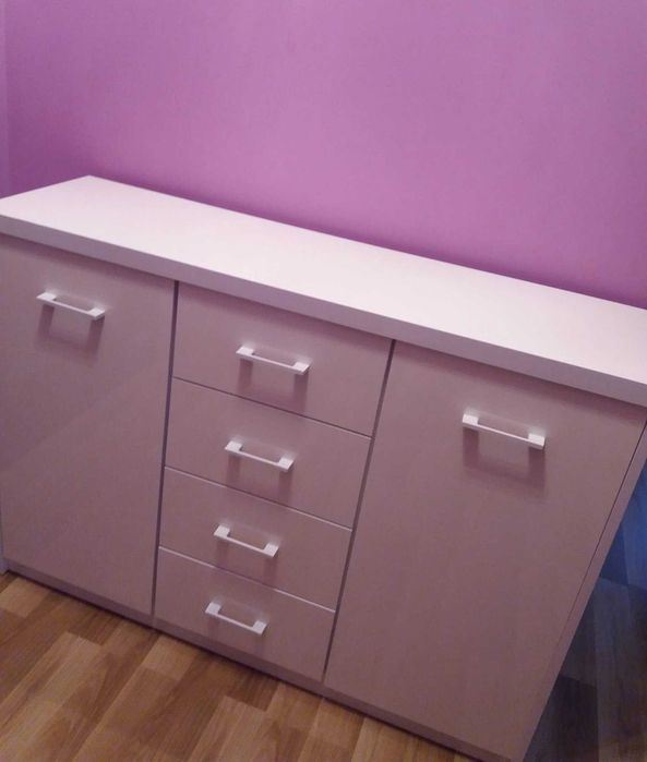 Komoda, ława, szafka RTV biały połysk komplet