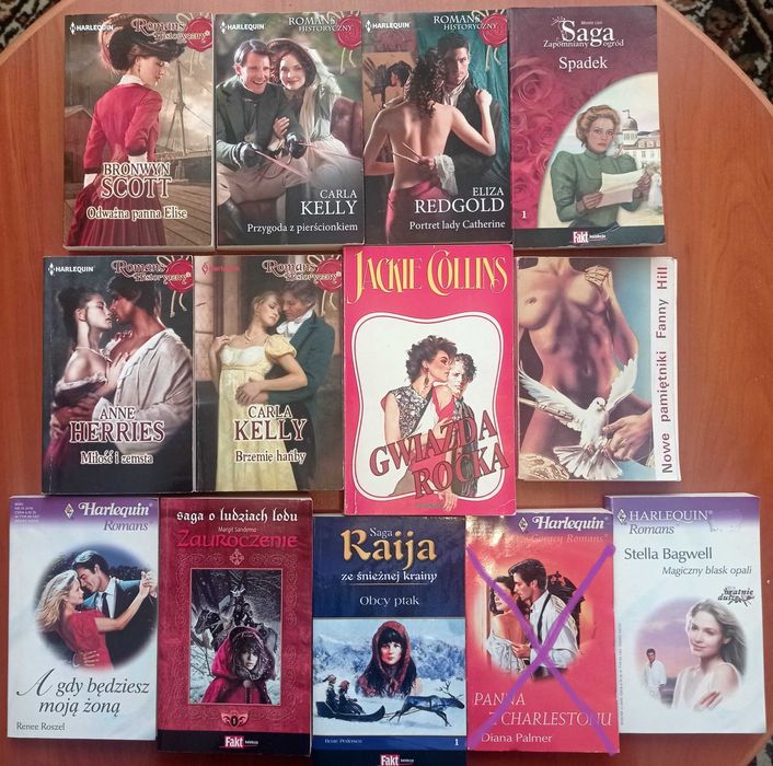 19 szt książek: harlequin, erotyk, romans. Fanny Hill.