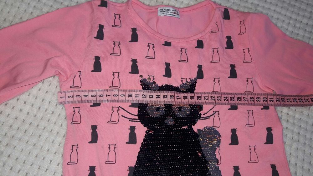 Реглан пайетки перевертыши котик 122 128 состояние нового