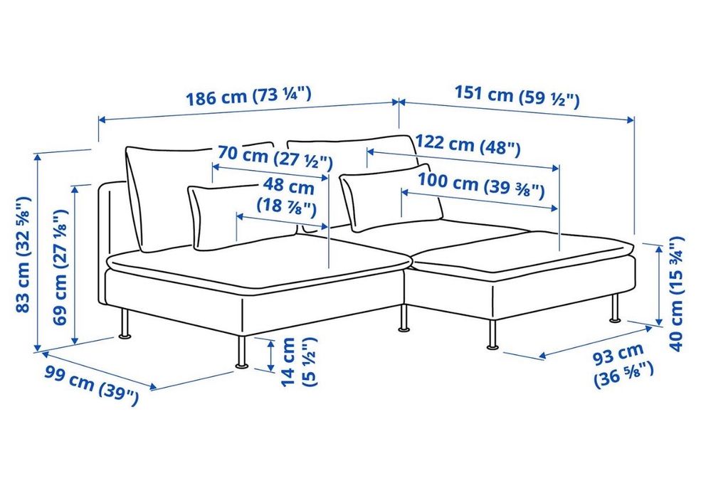 Sofá Chaise modular 2 lugares