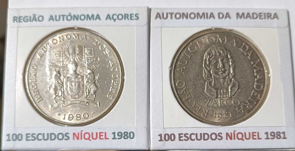 Moedas comemorativas Portuguesas de 100, 200,  e 250 Escudos