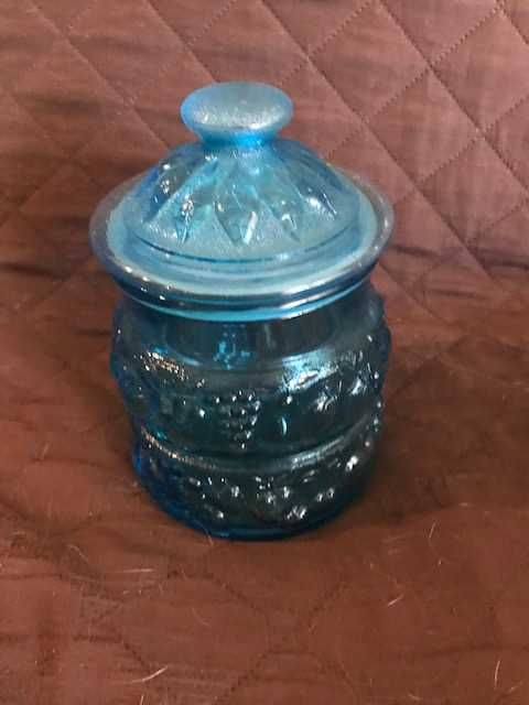 Frasco antigo azul e Bomboneira