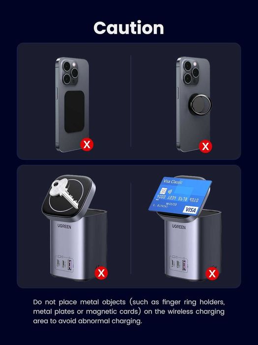 UGREEN Nexode - зарядна станція GaN потужністю 65 Вт, 3 порти з  Qi2