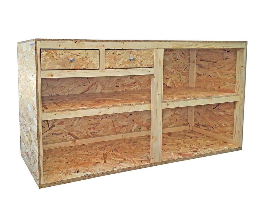 Balcão Modular em Madeira OSB 150cm, 200cm ou 250cm C/Gavetas