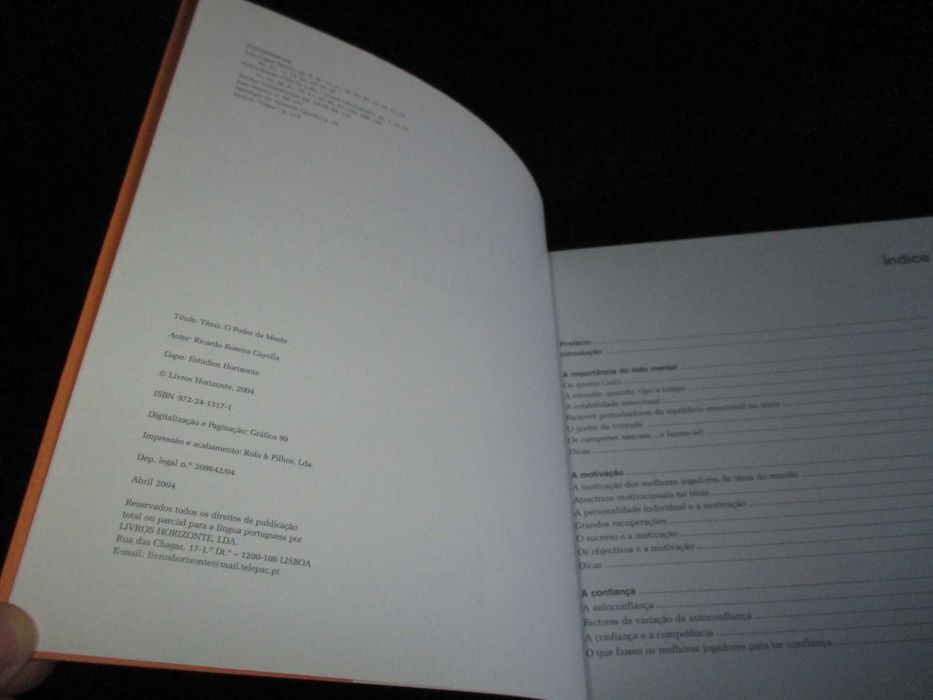 Livro Ténis O Poder da Mente Ricardo Roseira Cayolla