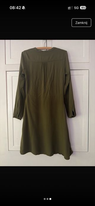 Sukienka Armedangels khaki S – kloszowana, długi rękaw
