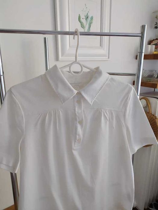 biała bawełniana bluzka t-shirt koszulka polo COS rozm M