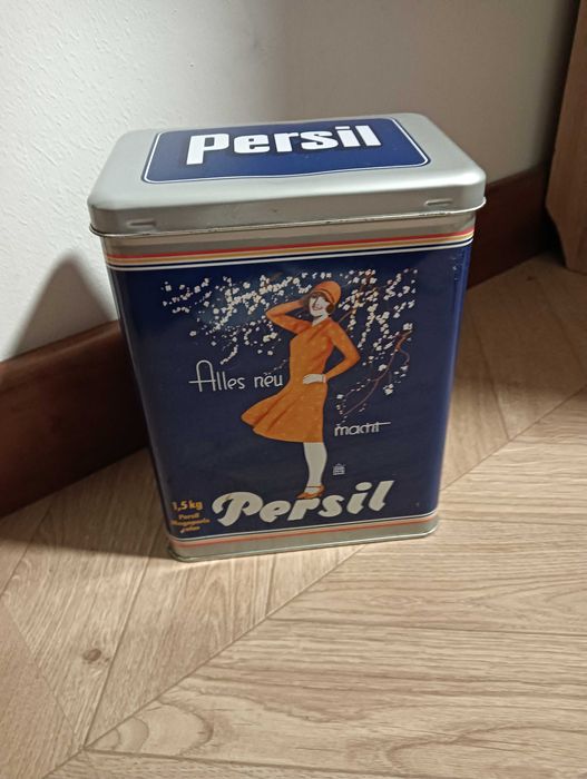 Puszka metalowa na proszek do prania kapsułki Persil w stylu Vintage