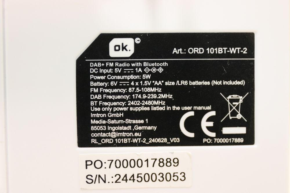 Ok .  ORD 101BT - WT - 2   fm radio