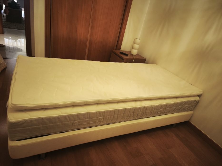 Cama de solteiro sommier colchão e sobre colchão