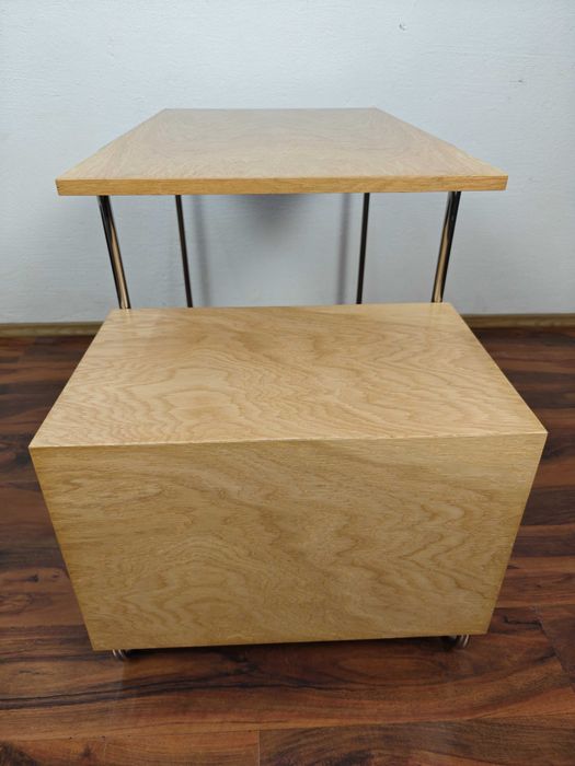 Biurko Chrom Naturalny Dąb Modernizm Bauhaus Art Deco