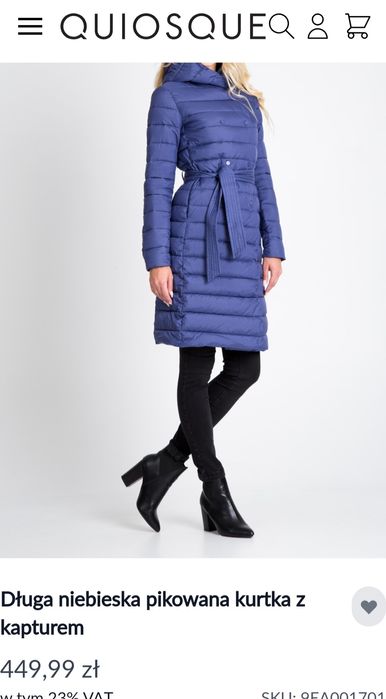 Płaszcz kurtka, mohito, quiosque 36/S pikowana