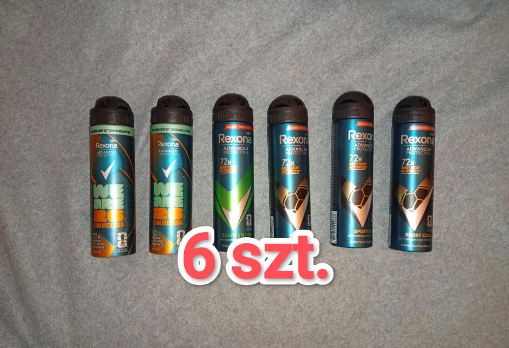 6 szt, Rexona dezodorant 150 ml antyperspirant męski