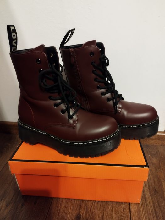 Buty Botki Workery bordowe r. 39