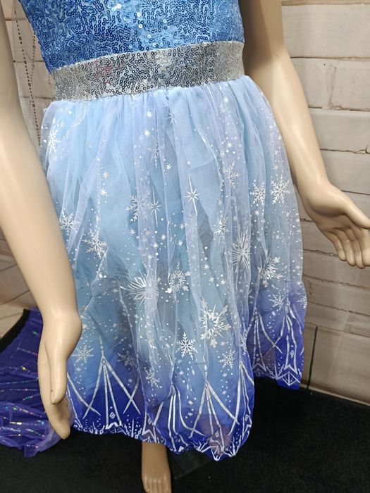 Strój sukienka Elsa + peruka warkocz 110