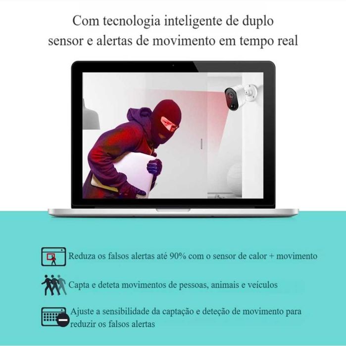 Kit Camaras Videovigilância 4 Câmaras Exterior Full HD 1080P + DVR 8 Canais PIR - NOVAS