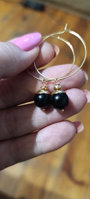 Kolczyki z obsydianu,nowe bez metki