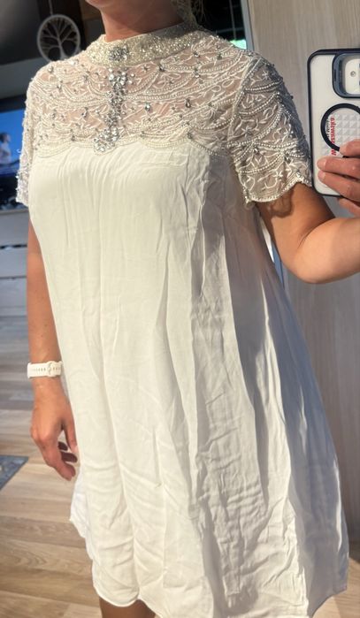 Elegancka sukienka biała / ecru nowa rozm 42, 44