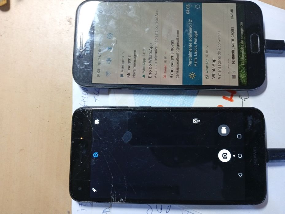 Samsung A5 e Huawei com avaria