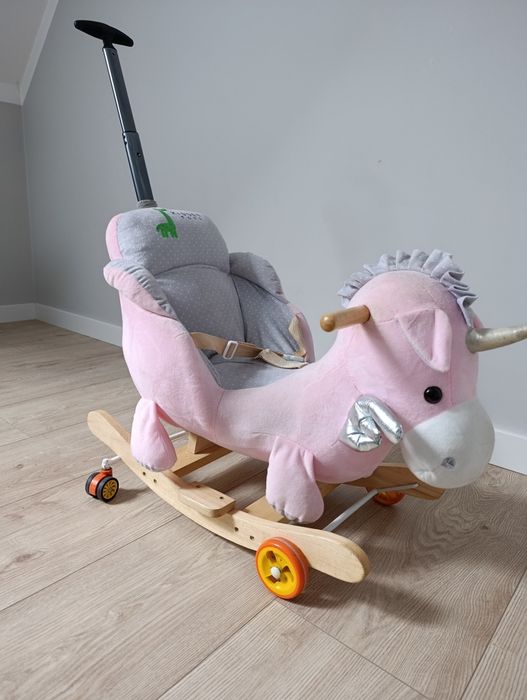 Bujak / Jeździk na biegunach z kółkami Jednorożec Kidssee Toys – Dźwięki, Pasy, Rączka