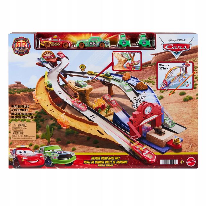 DISNEY AUTA CARS ZESTAW TORÓW Droga ratunkowa Wyścig z przeszkodami + autka. Mattel. Nowy Produkt