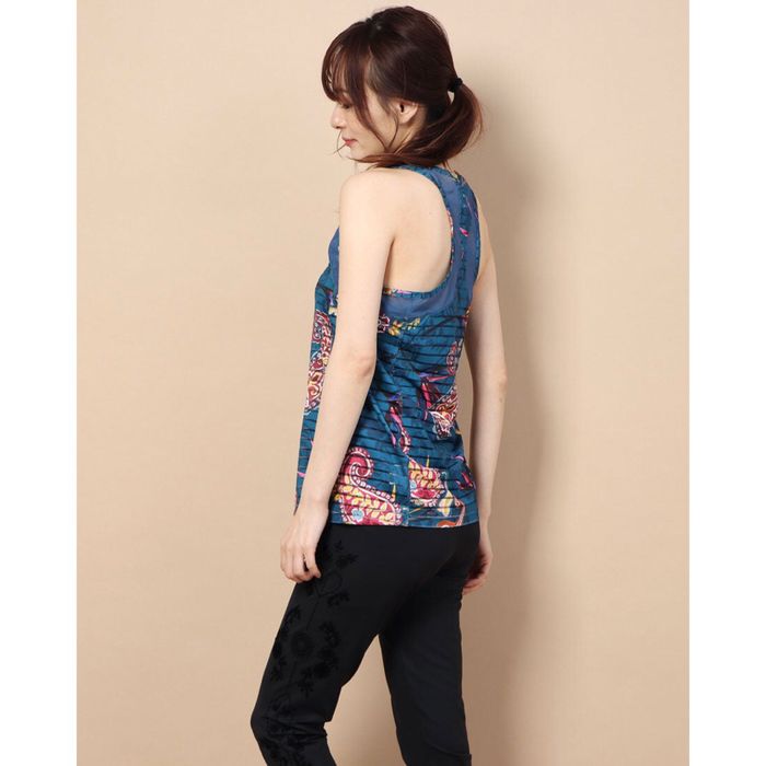 T-shirt Desigual z ramiączkami Etnic Paski Top S