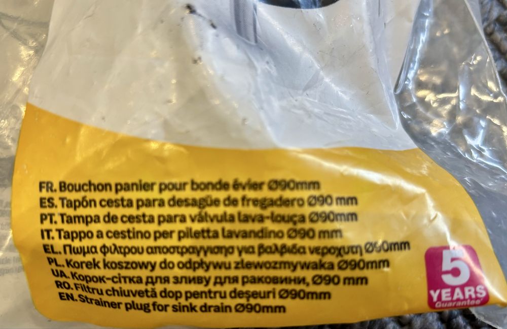 Tampa de cesta para válvula lava-loiça 90 mm diâmetro (par)