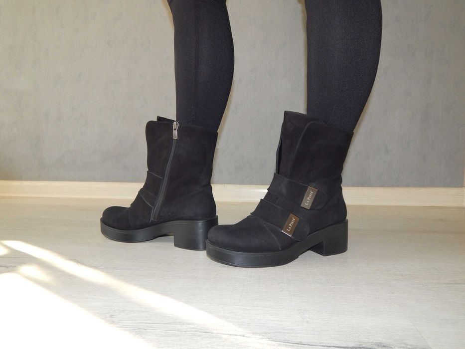 Жіночі напівчоботи, натуральна замша, демісезон 38 розмір