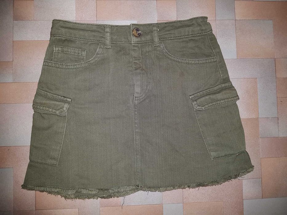 В школу юбка джинс ZARA хаки 11-12 лет 152 см