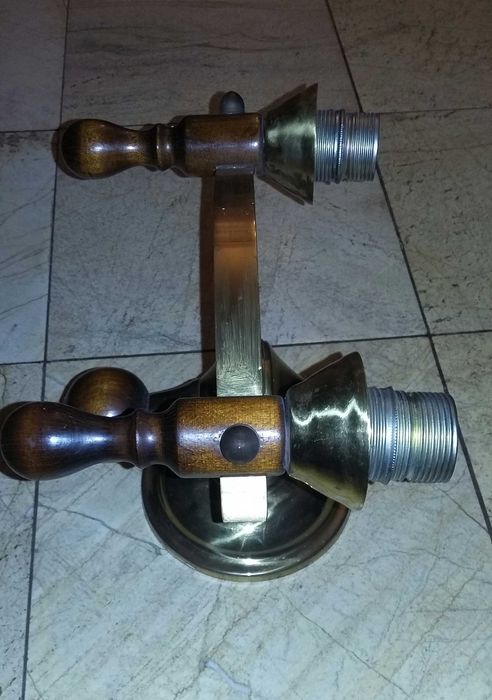 Kinkiet drewniano mosiężny  stary PRL