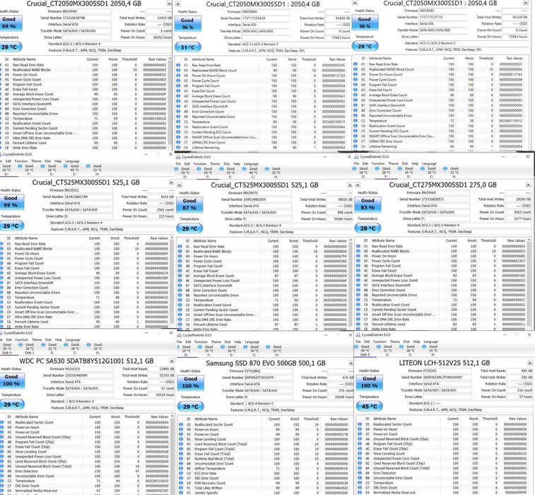2.5 M.2 SSD диск 128GB 250GB 500GB 1TB 2TB Crucial Samsung Hynix WD