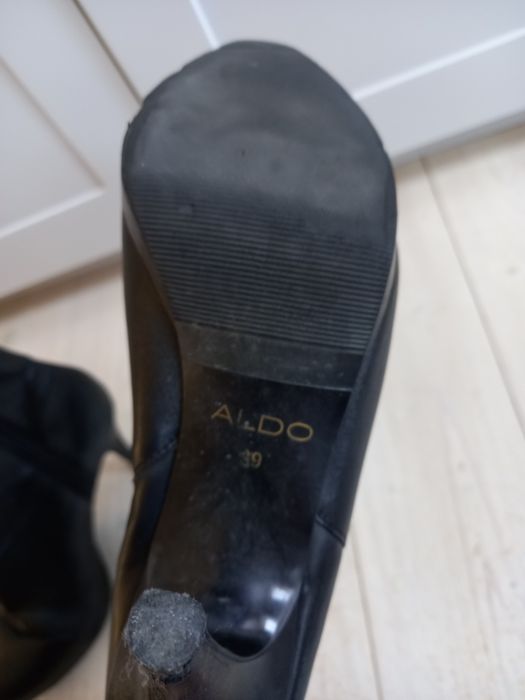 Czarne botki buty Aldo 39 wysoki obcas skórzane